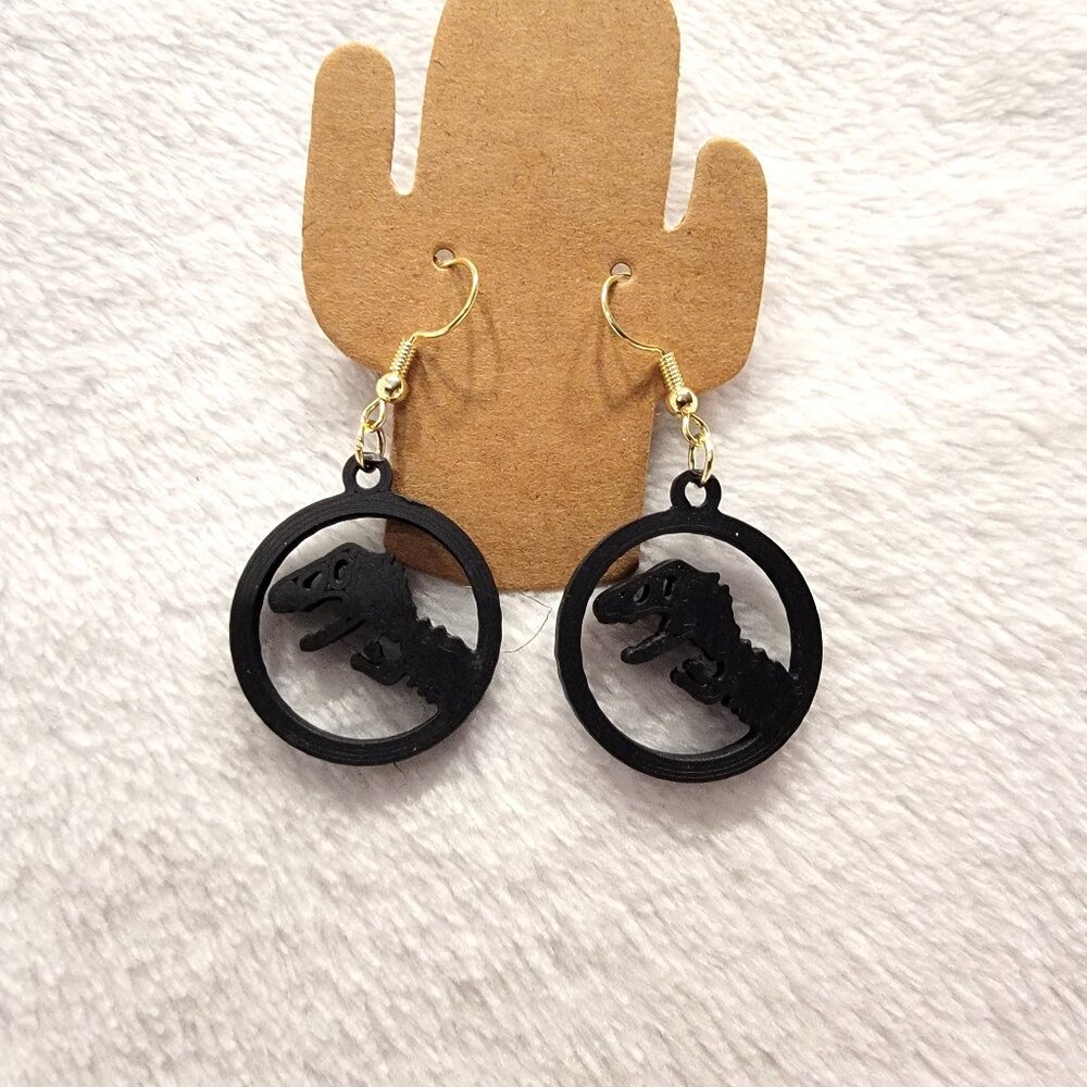 3D Print Black T-Rex Earrings